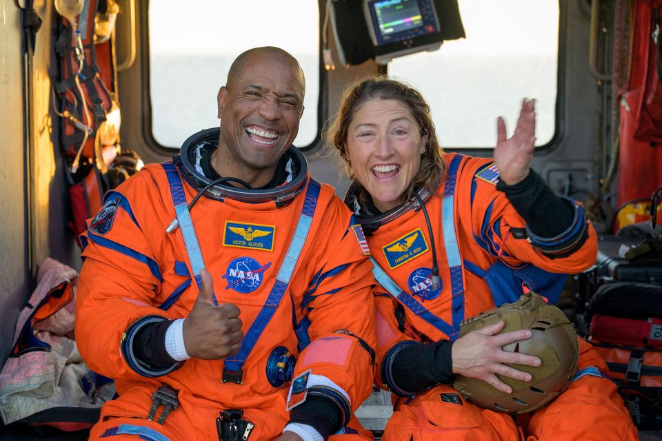 From left, Nasa astronaut Victor Glover, Artemis II pilot, and Nasa astronaut Christina Koch, Artemis II mission specialist. Photo: Reuters